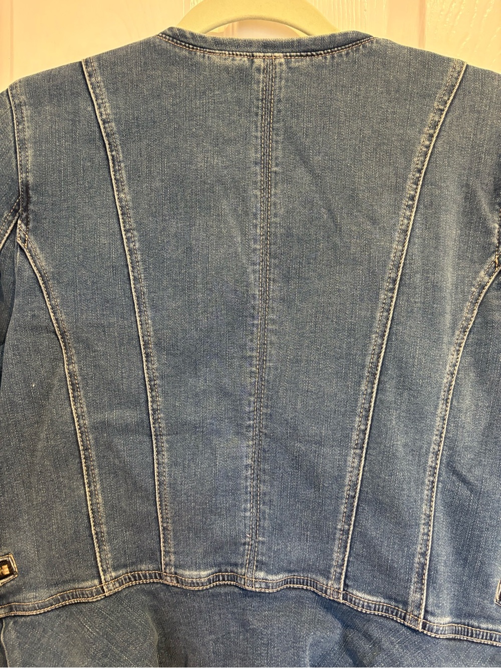 White House Black Market Women's Denim Zip Jacket with Peplum style back- Blue - Picture 7 of 10